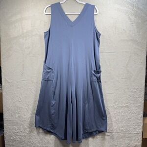 AnyBody Cozy Knit Gaucho‎ Jumpsuit Size L Indigo Comfort Cropped Loungewear